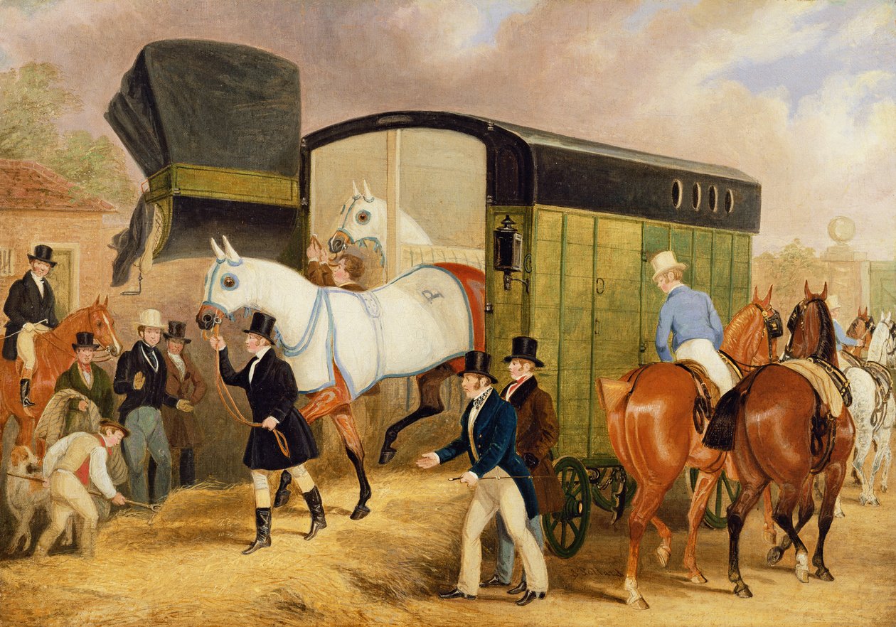 Derby Pets: Przybycie, 1842 autorstwa James Pollard