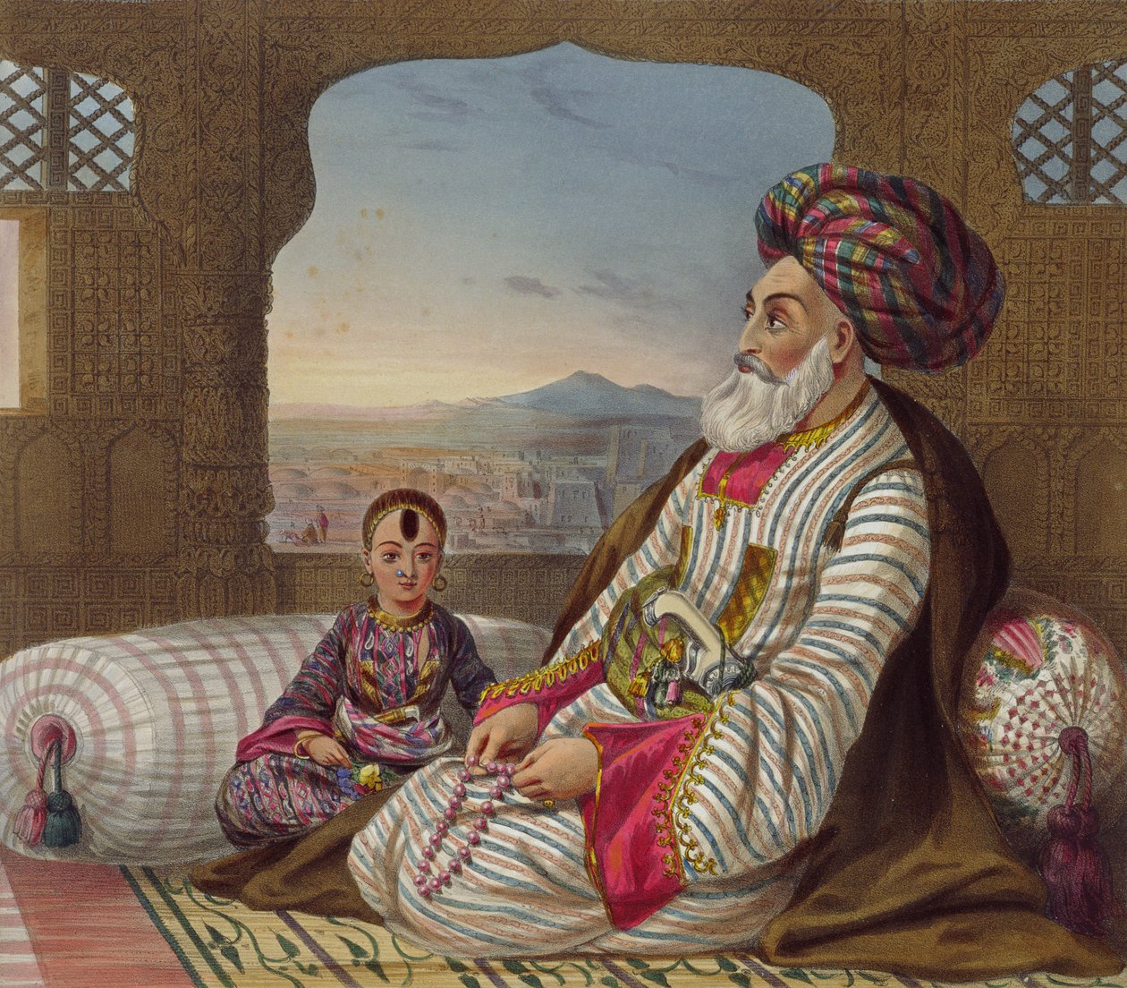 Dost Mahomed (1793-1863) Król Kaubulu i jego najmłodszy syn, tablica 2 z 