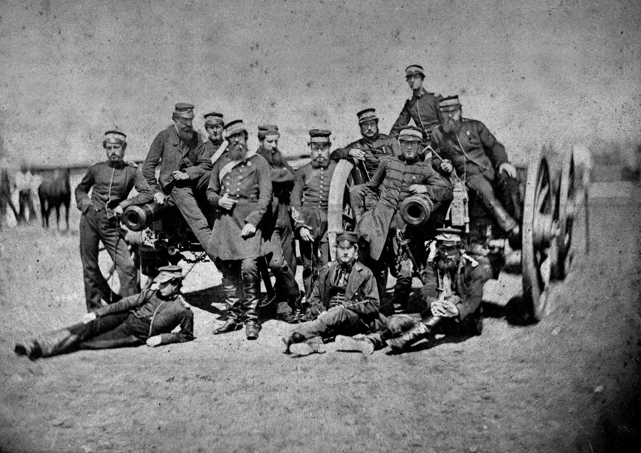 Dziewięciofuntowe działa Królewskiej Artylerii dołączonej do 3. Dywizji, 1855-56 autorstwa James Robertson