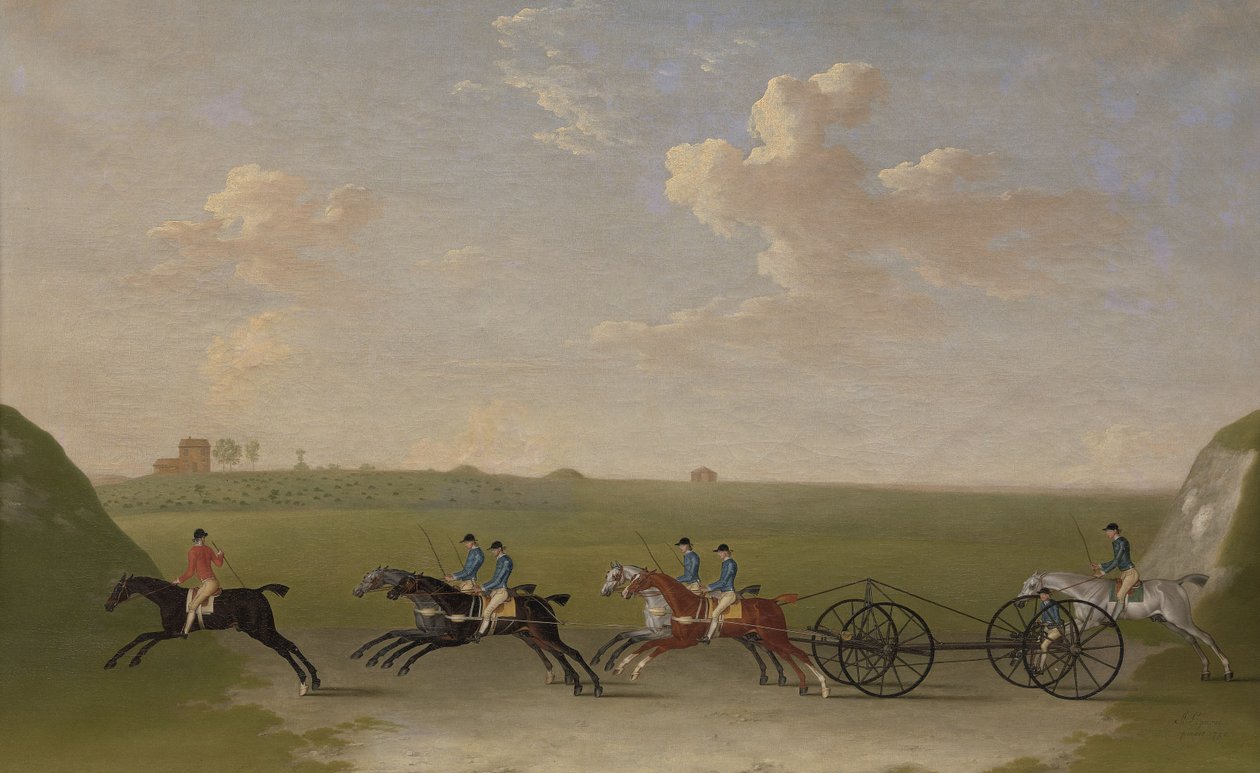 Bieg na szezlongu na Newmarket Heath w środę 29 sierpnia 1750 r autorstwa James Seymour