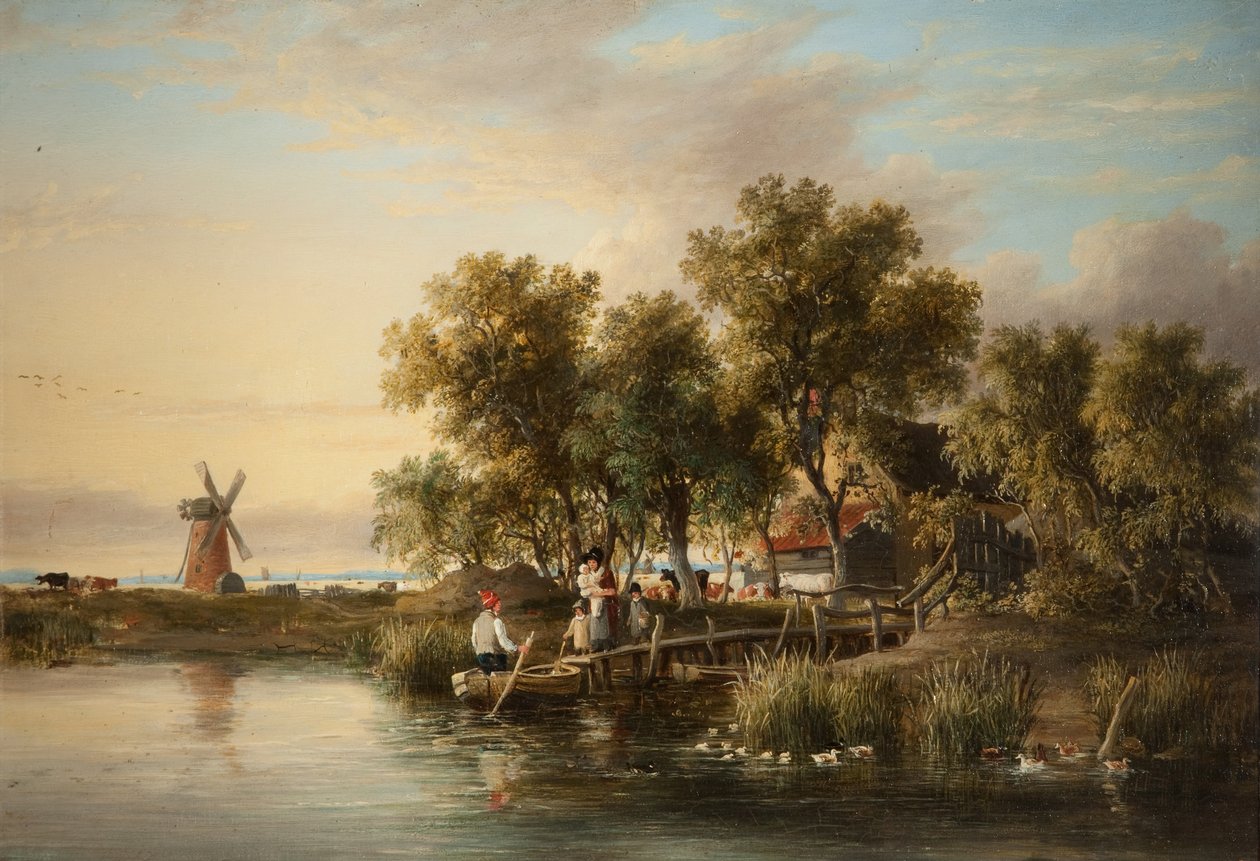 Krajobraz rzeki Norfolk oświetlony słońcem autorstwa James Stark