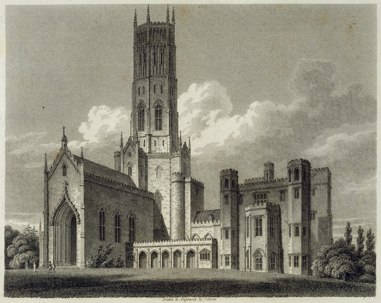 Południowo-wschodni widok opactwa Fonthill, 1812 autorstwa James Storer