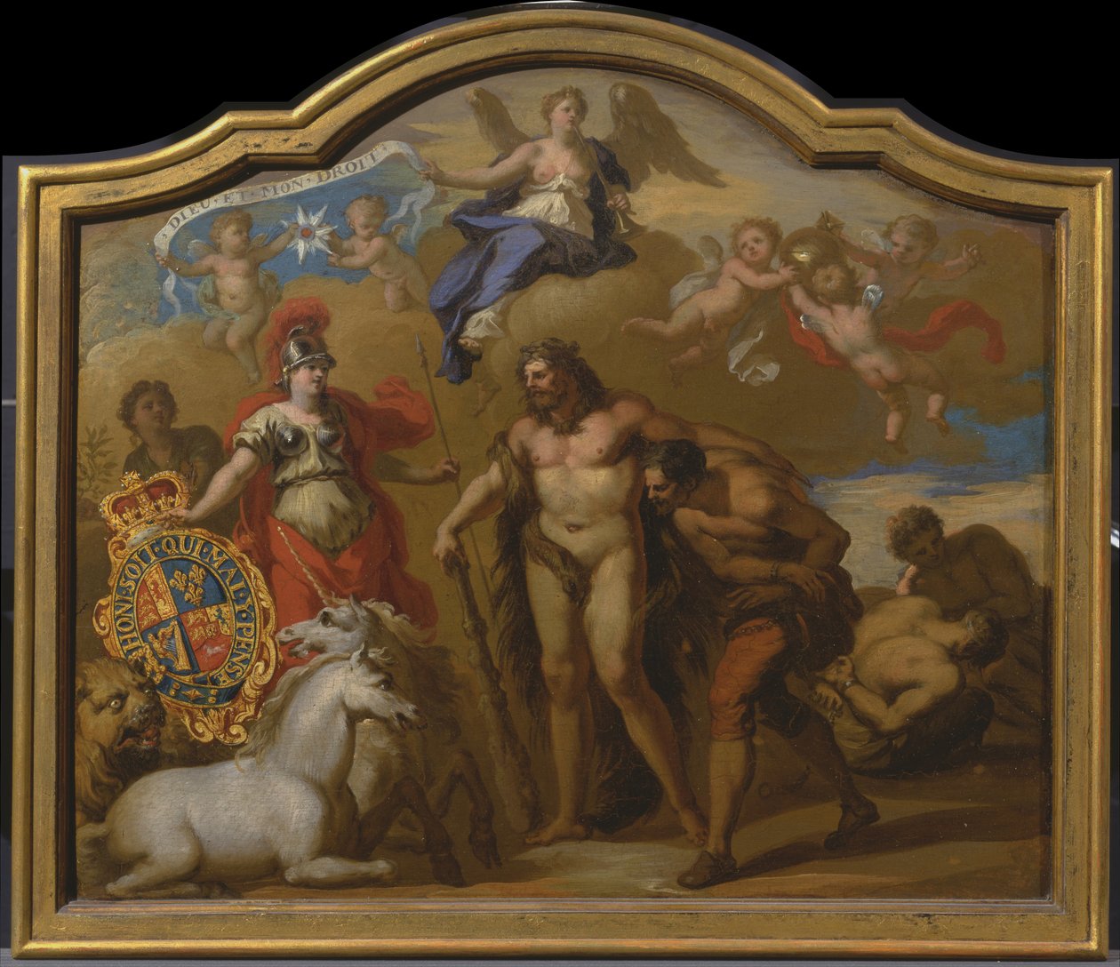 Alegoria Potęgi Wielkiej Brytanii by Land, projekt panelu dekoracyjnego na ceremonię George Is... autorstwa James Thornhill