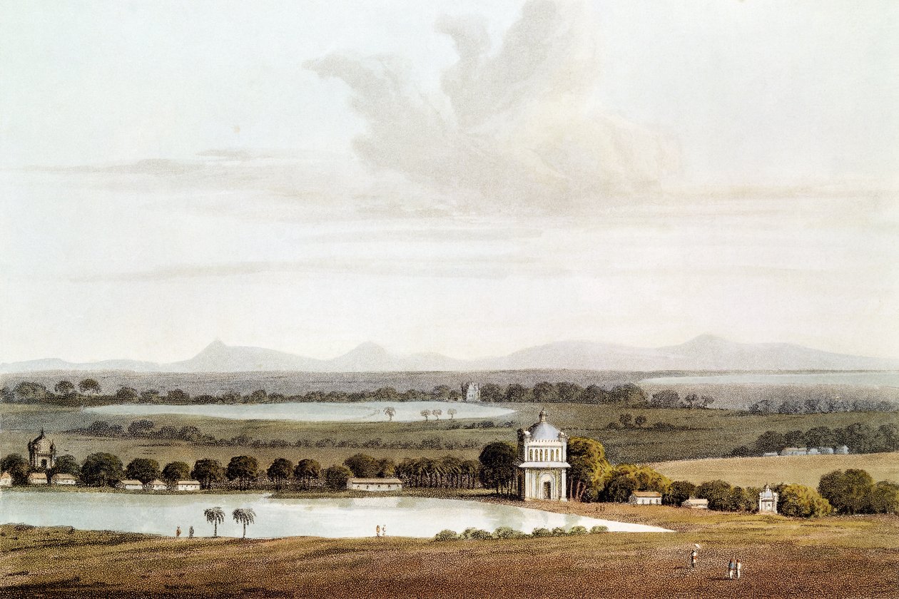 Drugi widok na północ od Pagody w pobliżu Conjeveram, z "Dziennika podróży w 1811 i 1812 do Madrasu i Chin", rytowany przez J. Clarka, opublikowany 1814 (akwatinta i akwaforta) autorstwa James Wathen