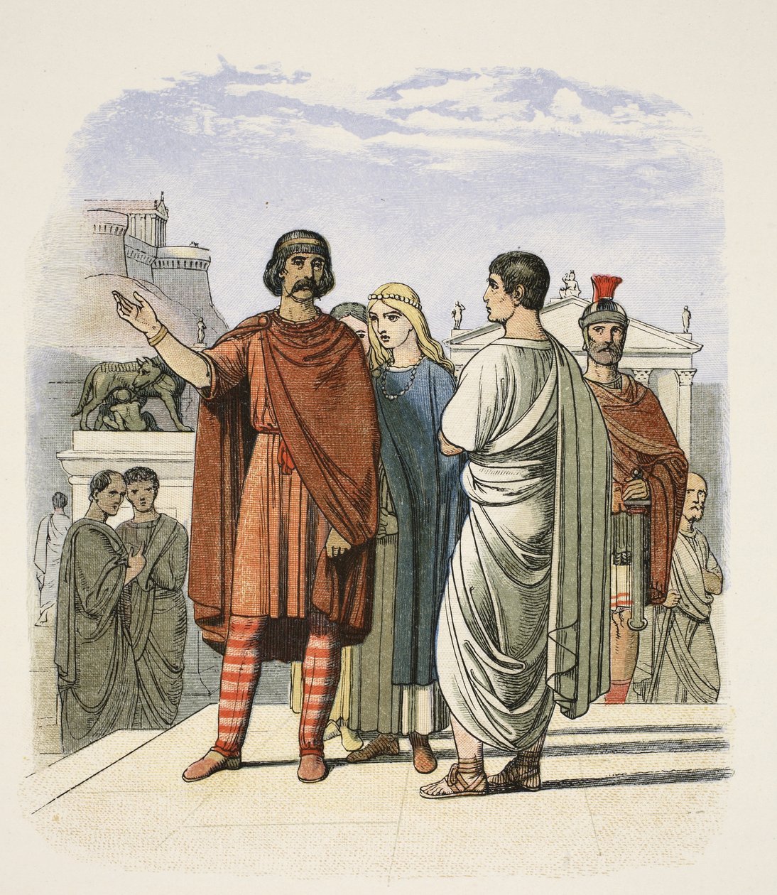 Caractacus at Rome in AD 52, from A Chronicle of England BC 55 to AD 1485, pub. London, 1863. autorstwa James William Edmund Doyle