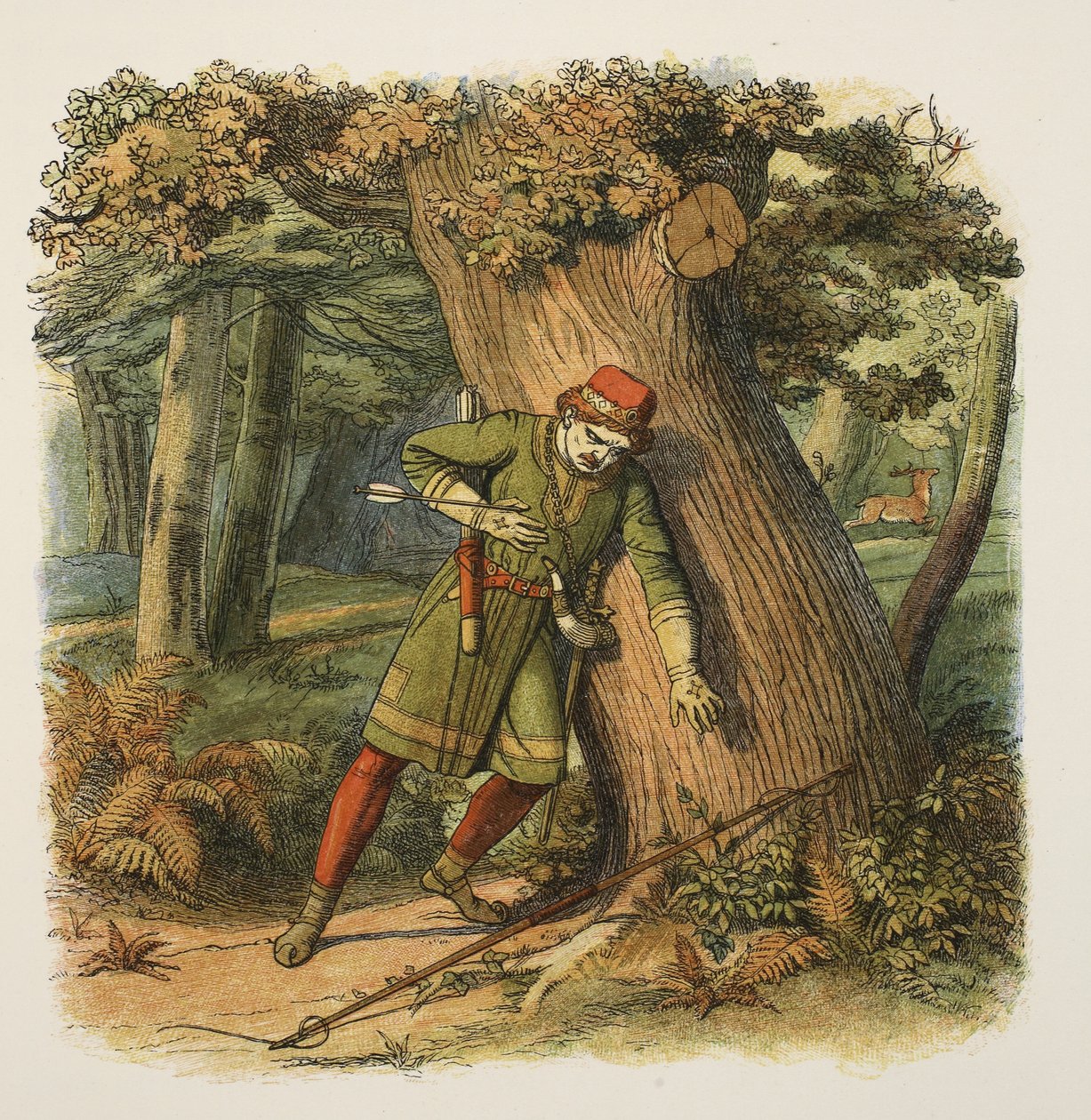 Śmierć Wilhelma Czerwonego lub Rufusa, 1100, z Kroniki Anglii BC 55 do AD 1485, wyd. Londyn, 1863 r. autorstwa James William Edmund Doyle