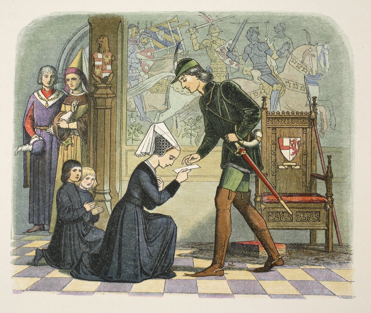 Edward IV i Lady Elżbieta Grey, 1 maja 1464, z A Chronicle of England BC 55 do AD 1485, pub. London, 1863. autorstwa James William Edmund Doyle