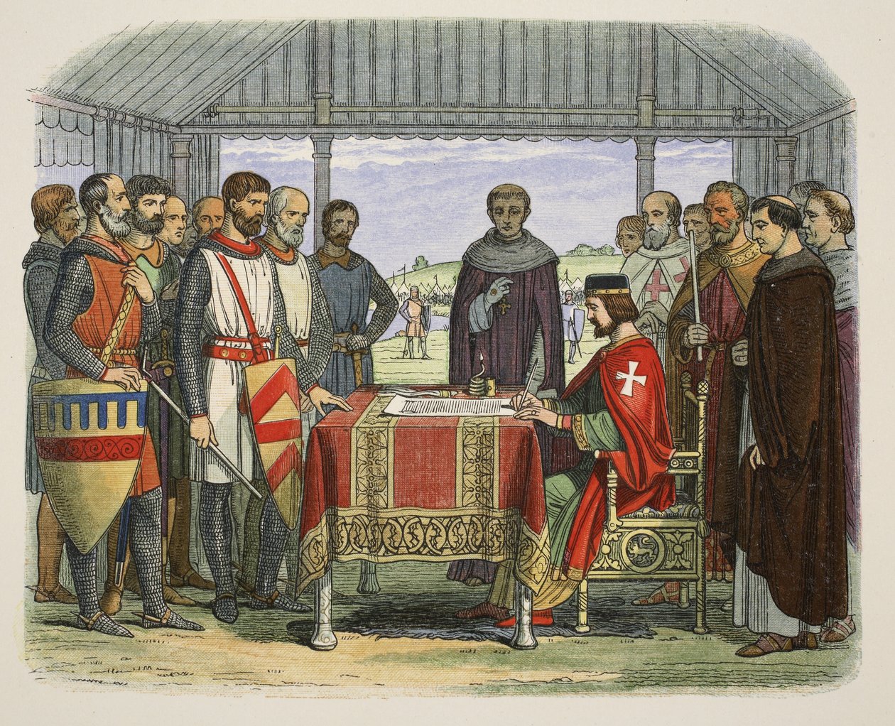 Król Jan podpisuje Wielką Kartę, od Kroniki Anglii BC 55 do AD 1485, wyd. Londyn, 1863 r. autorstwa James William Edmund Doyle