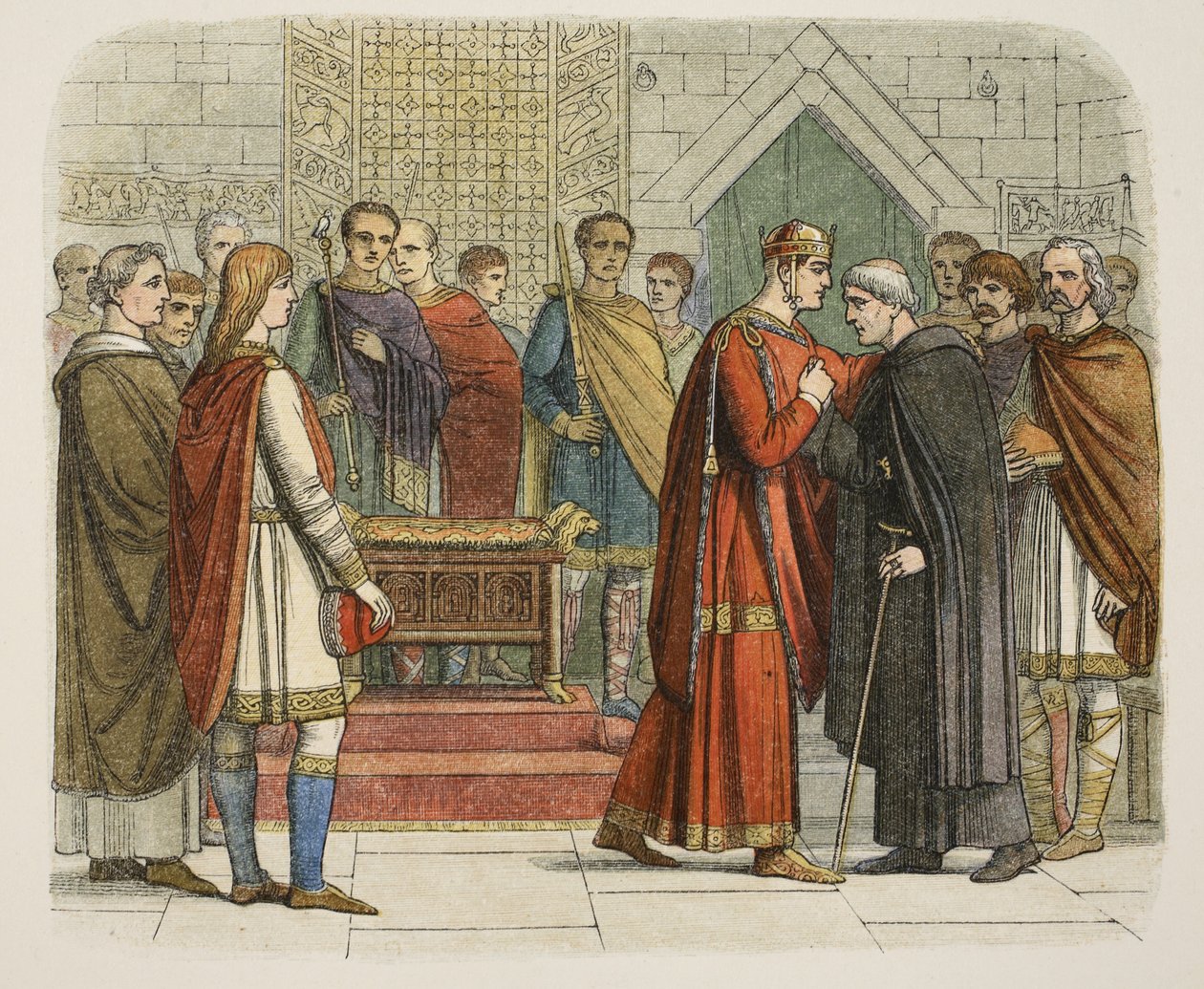 Król Wilhelm I płaci dwór przywódcom angielskim w 1067, od A Chronicle of England BC 55 do AD 1485, wyd. Londyn, 1863 r. autorstwa James William Edmund Doyle