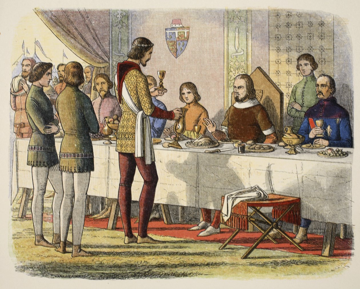 Książę Edward służy Janowi Artois przy stole po pokonaniu go w Poitiers, od Kroniki Anglii BC 55 do AD 1485, wyd. Londyn, 1863 r. autorstwa James William Edmund Doyle