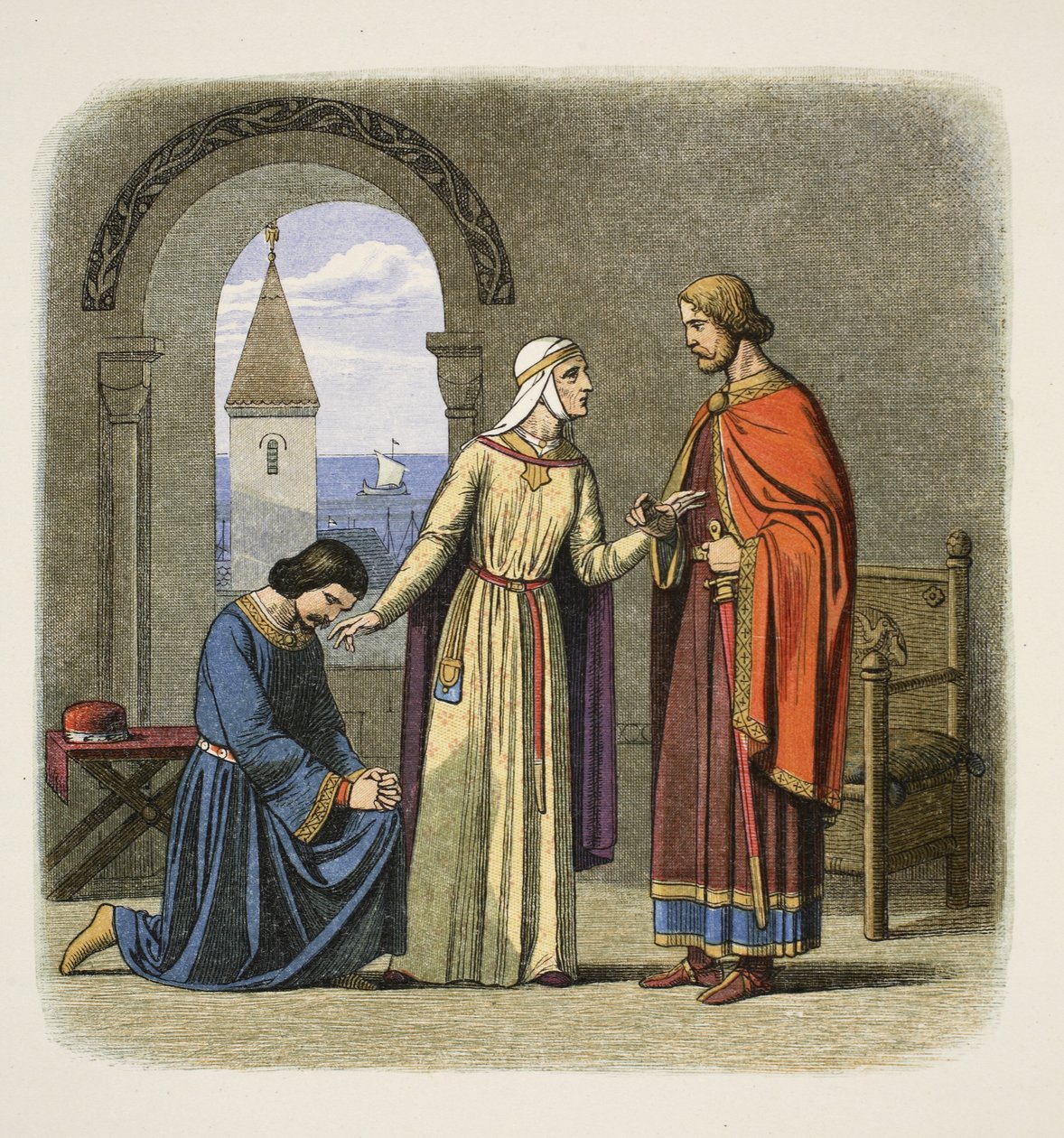 Richard przebacza swojemu bratu Janowi, 1194, od A Chronicle of England BC 55 do AD 1485, wyd. Londyn, 1863 r. autorstwa James William Edmund Doyle