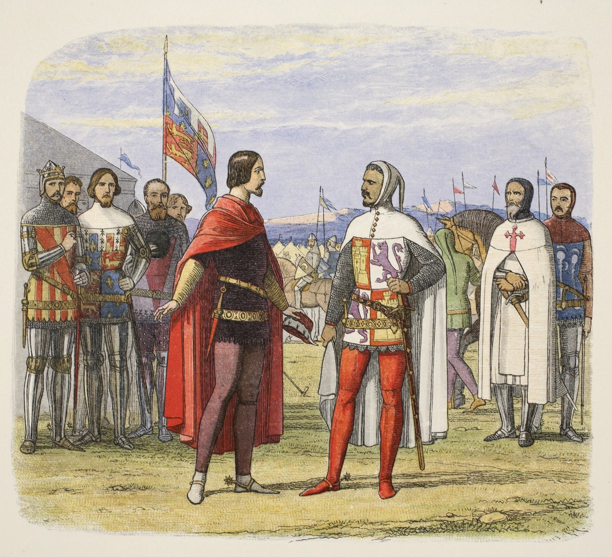The Prince extorts an amnesty from Pedro the Cruel, from A Chronicle of England BC 55 to AD 1485, pub. London, 1863 autorstwa James William Edmund Doyle