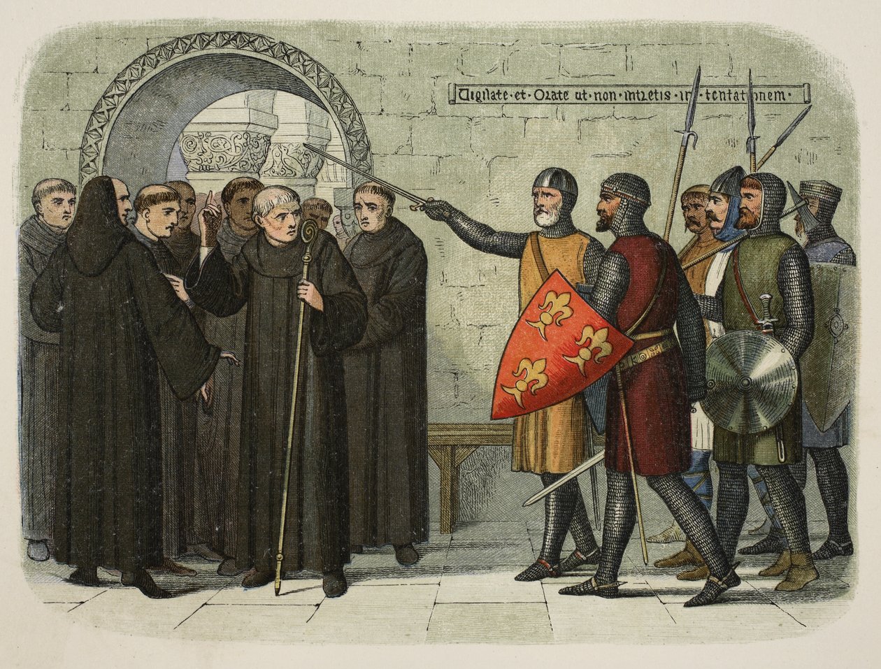 The monks of Christchurch expelled, 14 July 1207, z A Chronicle of England BC 55 do AD 1485, pub. London, 1863 autorstwa James William Edmund Doyle