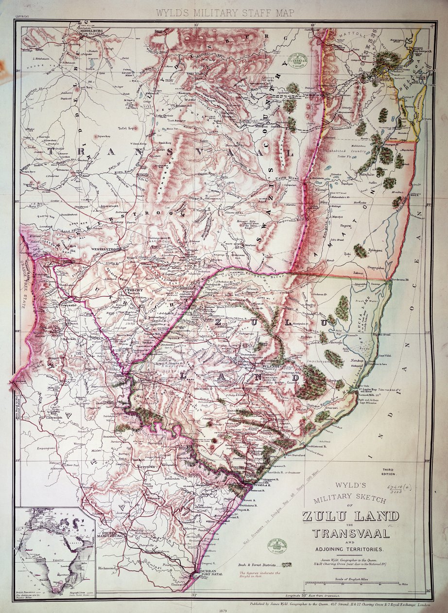 Szkic wojskowy Wylda Zululandu, 1879 (kolor grawerowany) autorstwa James the Elder Wyld