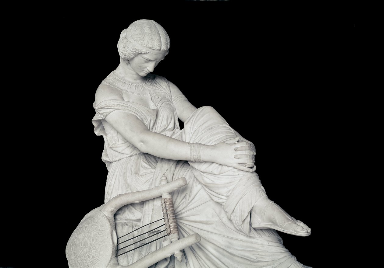 Sapho (lub Safona, VII wpne), grecki poeta starożytności. Marmurowa rzeźba Jamesa Pradiera (1790-1852) autorstwa James Pradier