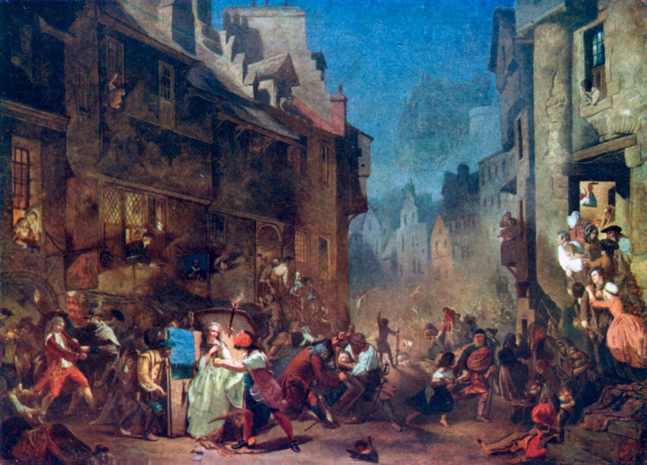 The Porteous Mob (kolorowa litografia) autorstwa James (after) Drummond