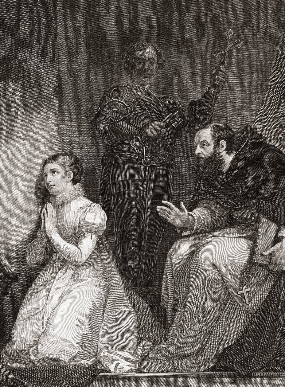 John Feckenham odwiedza Lady Jane Grey w Tower of London (druk) autorstwa James (after) Northcote