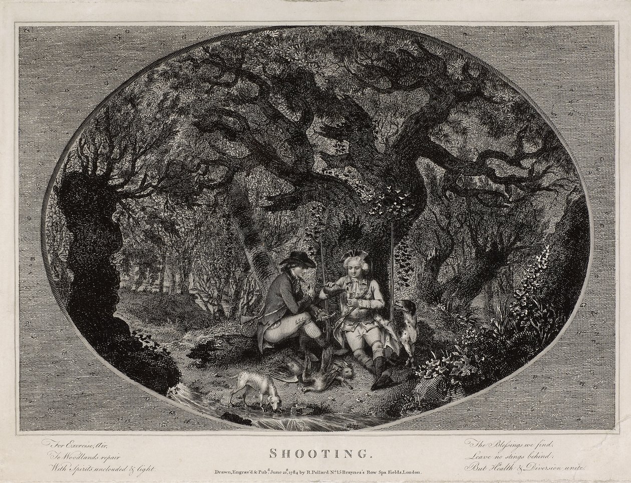 Strzelanie rytowane przez Roberta Pollarda (1755-1838), wydane w 1784 r. (lito) autorstwa James (after) Pollard