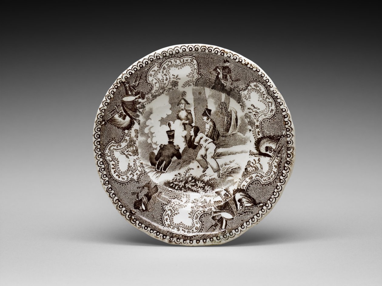 Talerz na filiżankę, ok. 1837-1856 (ceramika szkliwiona ołowiem z nadrukiem transferowym) autorstwa James (attr.to) Beech