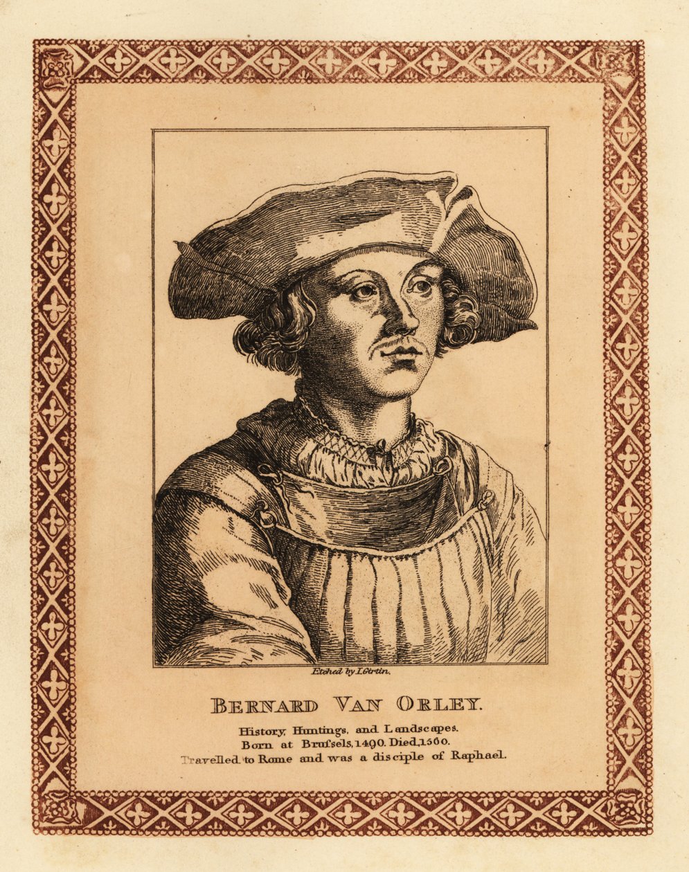 Bernard van Orley, flamandzki artysta renesansowy.1817 (akwaforta) autorstwa James (c.1780 after 1820) Girtin