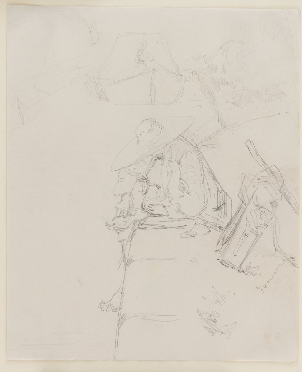 Mężczyzna siedzący na skraju muru, 1858 r. autorstwa James Abbott McNeill Whistler