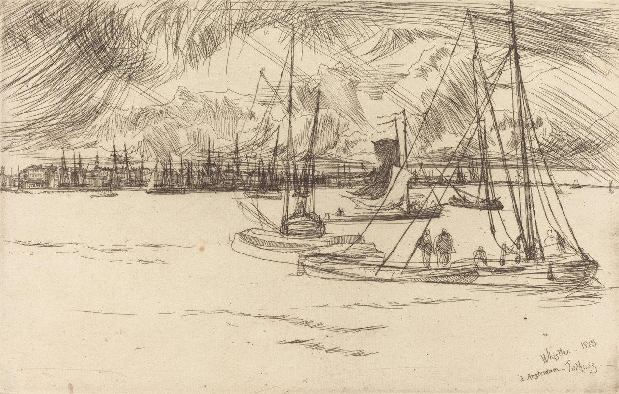 Amsterdam z Tolhuis, 1863. autorstwa James Abbott McNeill Whistler