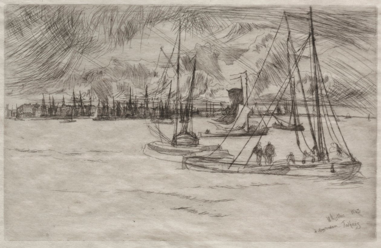 Amsterdam z Tolhuis, 1863. autorstwa James Abbott McNeill Whistler