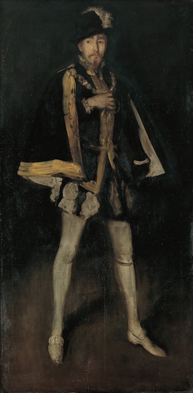 Aranżacja w kolorze czarnym, nr 3: Sir Henry Irving jako Filip II z Hiszpanii, 1876, przerobiony 1885. autorstwa James Abbott McNeill Whistler