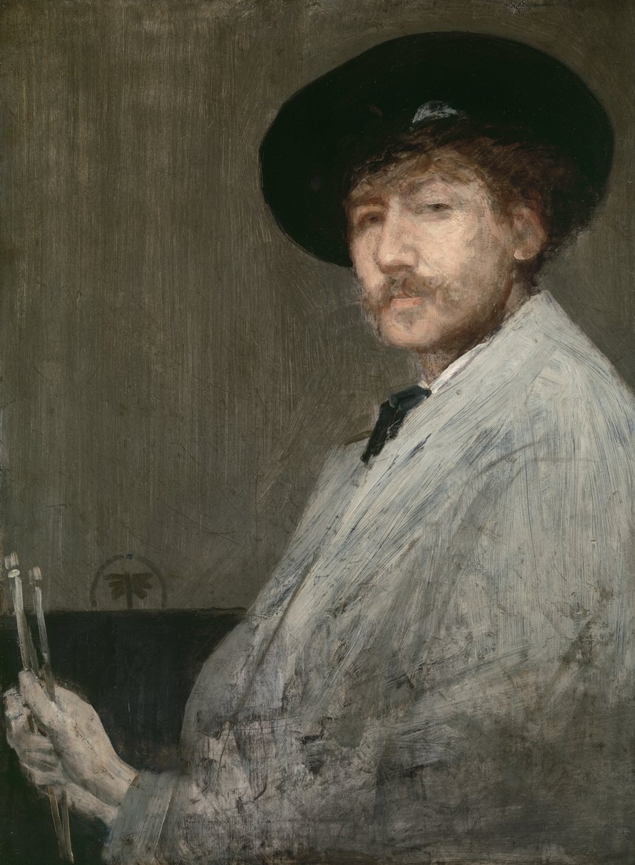 Aranżacja w kolorze szarym: Portret malarza, ok. 1872 r. autorstwa James Abbott McNeill Whistler
