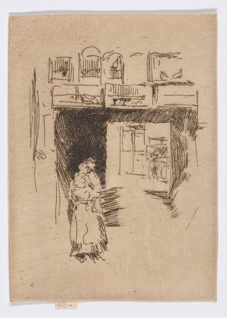 Bird Shop-Seven Dials, ok. 1886-88 (akwaforta; tusz na papierze) autorstwa James Abbott McNeill Whistler