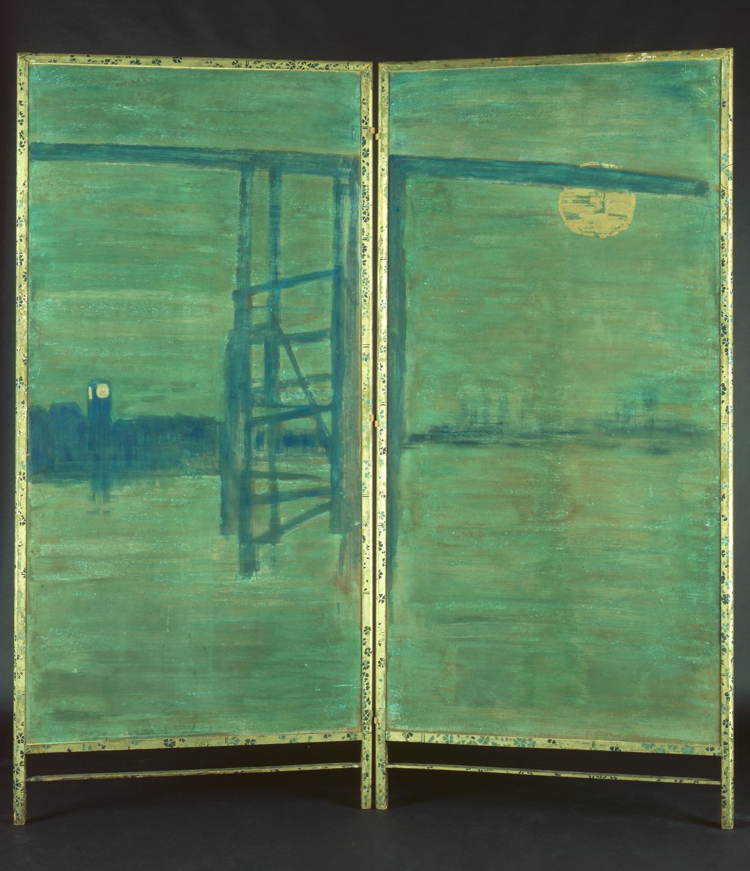 Niebieski i srebrny: ekran ze starym mostem Battersea autorstwa James Abbott McNeill Whistler