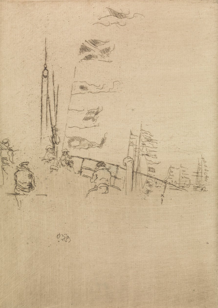 Trznadel, z zestawu dwunastu akwafort zatytułowanych The Naval Review, 1887 autorstwa James Abbott McNeill Whistler