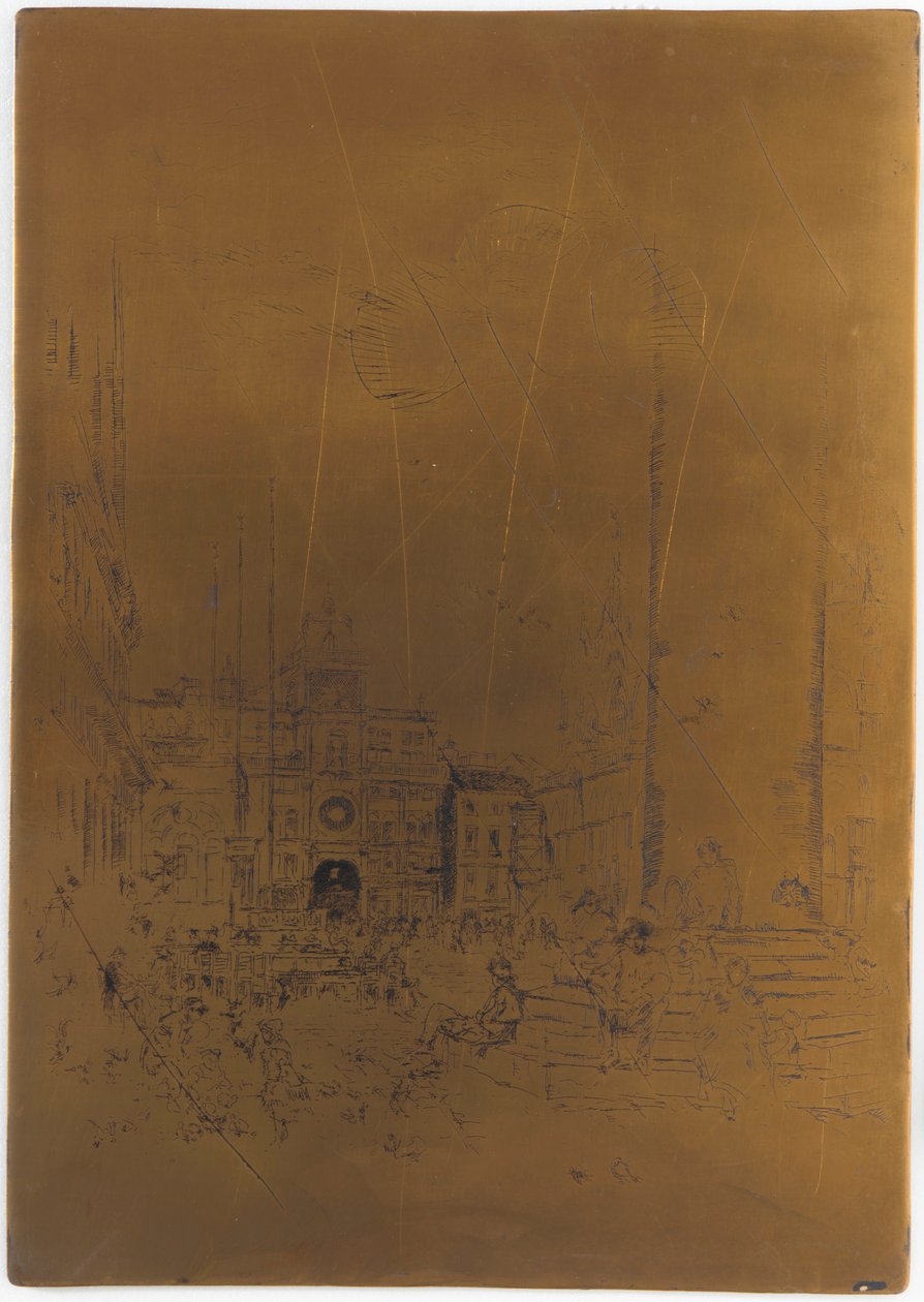 Anulowana płyta drukowa dla The Piazzetta, 1879-1880. autorstwa James Abbott McNeill Whistler
