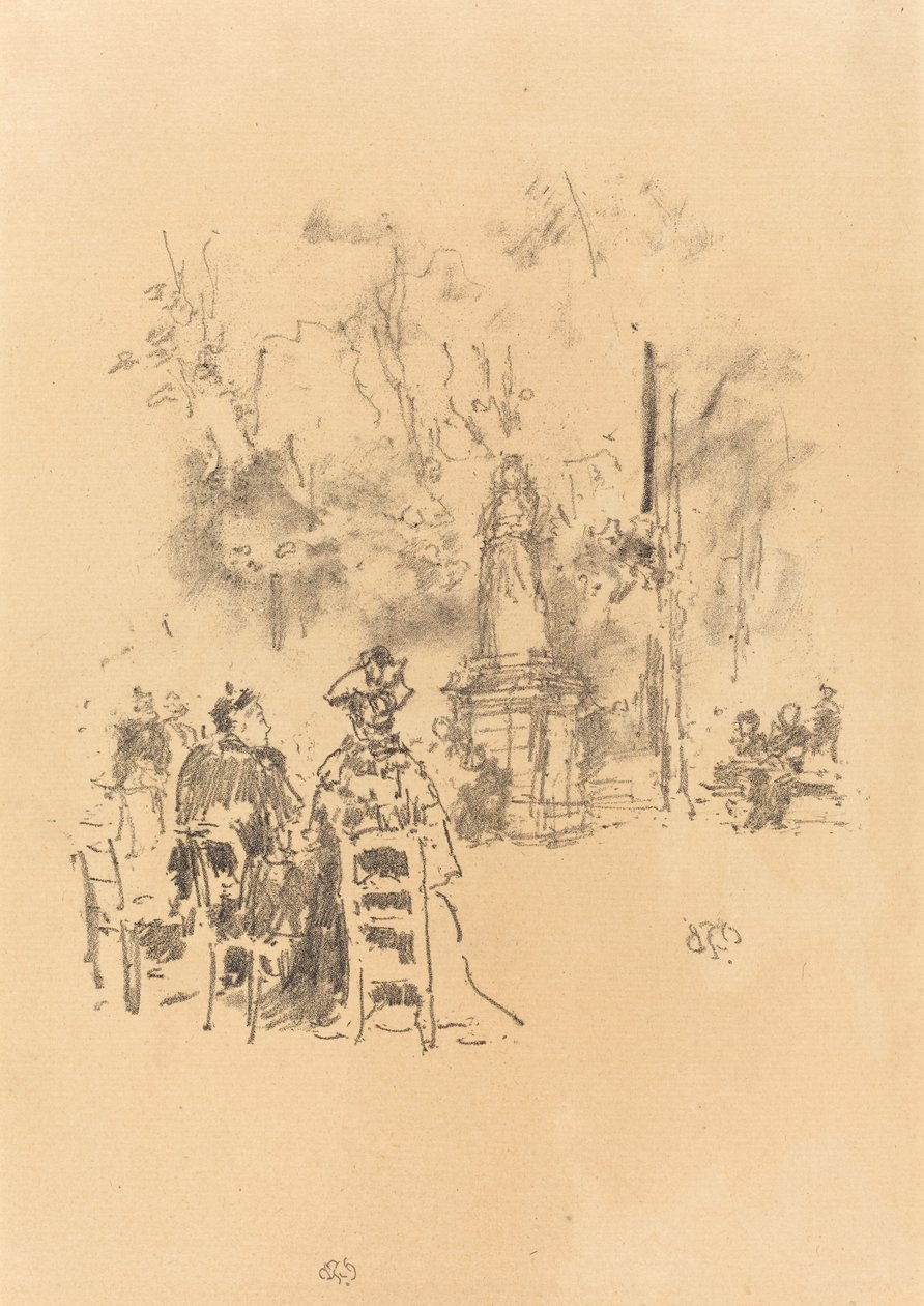 Rozmowa pod posągiem, Ogrody Luksemburskie, 1893. autorstwa James Abbott McNeill Whistler