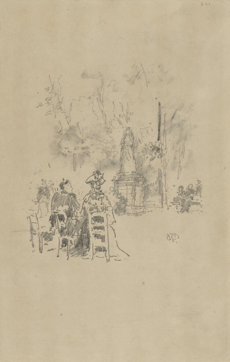 Rozmowa pod pomnikiem, Ogrody Luksemburskie autorstwa James Abbott McNeill Whistler