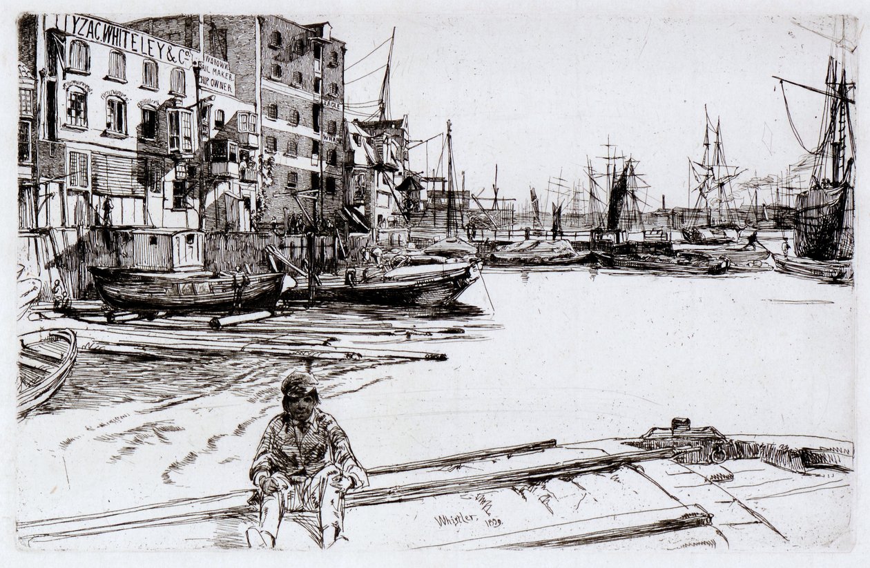 Eagle Wharf (Tyzac, Whitely and Co) autorstwa James Abbott McNeill Whistler