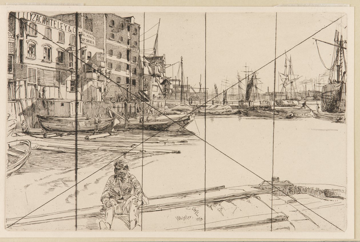 Eagle Wharf Tyzac Whiteley and Co., 1859. autorstwa James Abbott McNeill Whistler