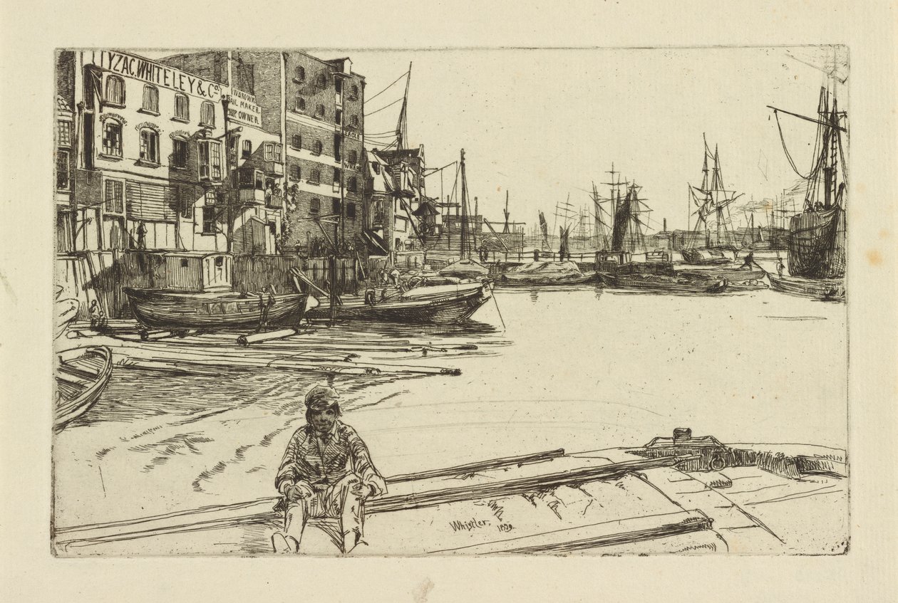 Eagle Wharf Tyzac Whiteley and Co., 1859. autorstwa James Abbott McNeill Whistler