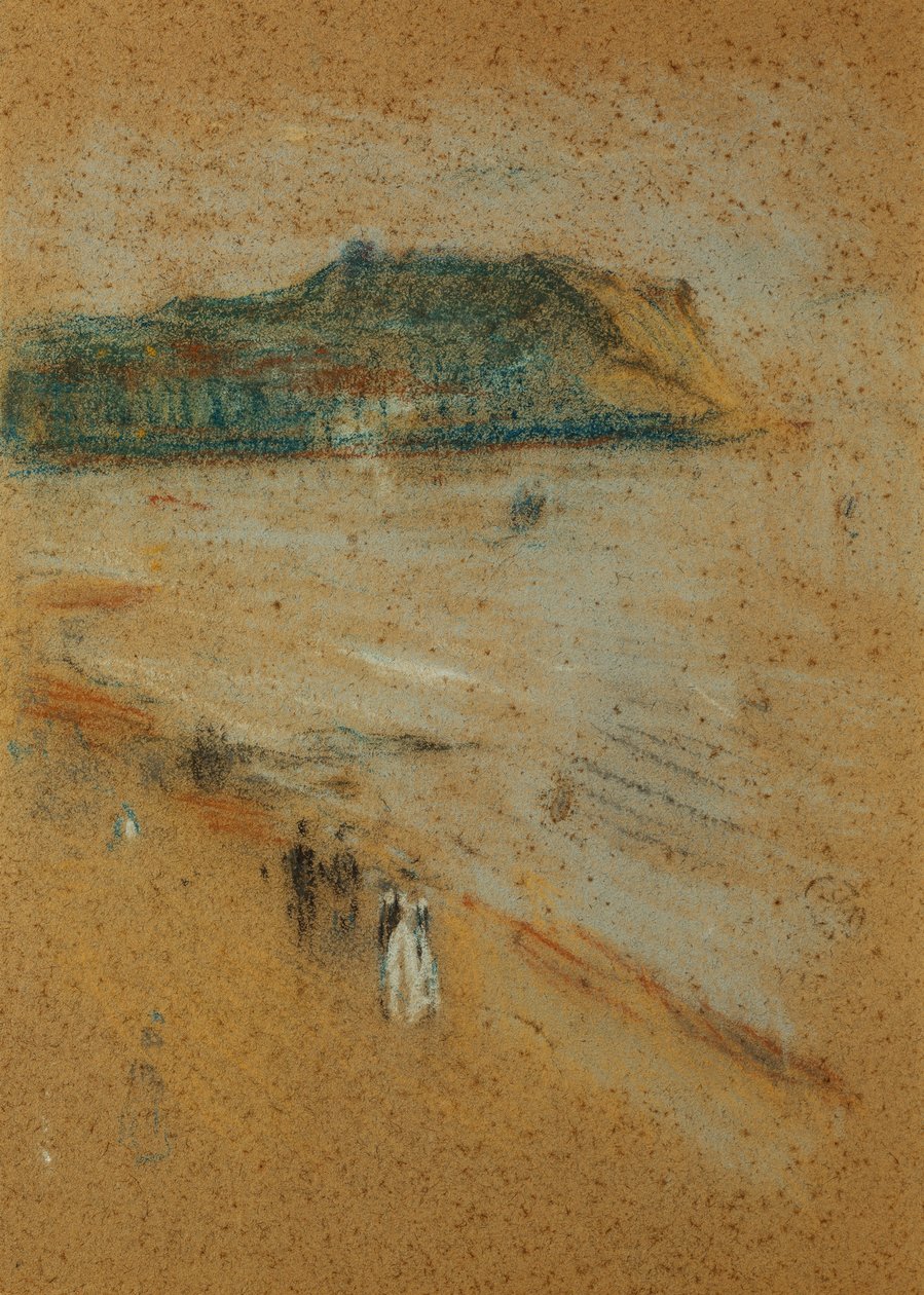 Figurki na plaży w pobliżu klifów, c. 1870-74 autorstwa James Abbott McNeill Whistler