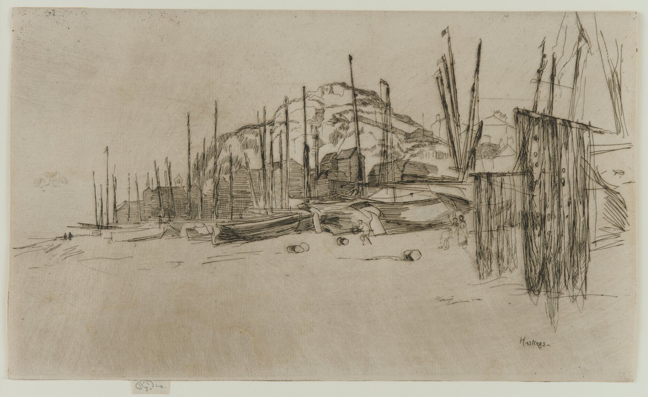 Łodzie rybackie, Hastings, 1877. autorstwa James Abbott McNeill Whistler