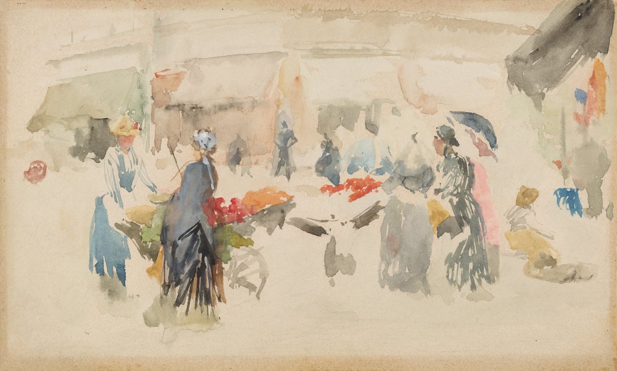 Targ kwiatowy: Dieppe, 1885. autorstwa James Abbott McNeill Whistler