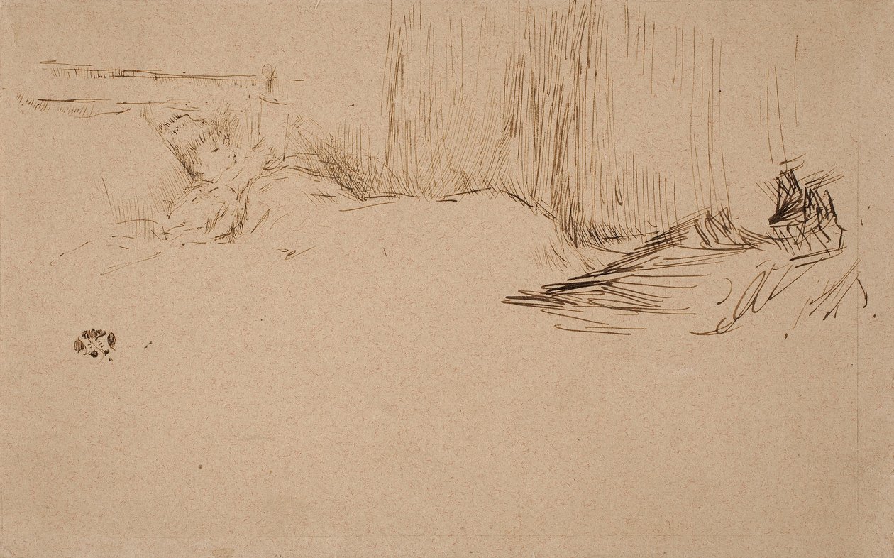 Dziewczyna czytająca w łóżku, ok. 1882 r. autorstwa James Abbott McNeill Whistler