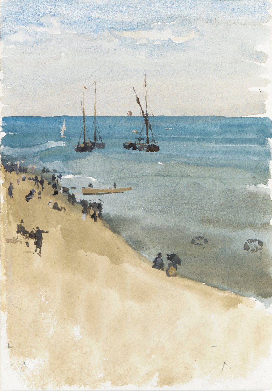 Zielony i srebrny - Jasne morze, Dieppe, ok. 1883-85 (akwarela i gwasz na papierze) autorstwa James Abbott McNeill Whistler