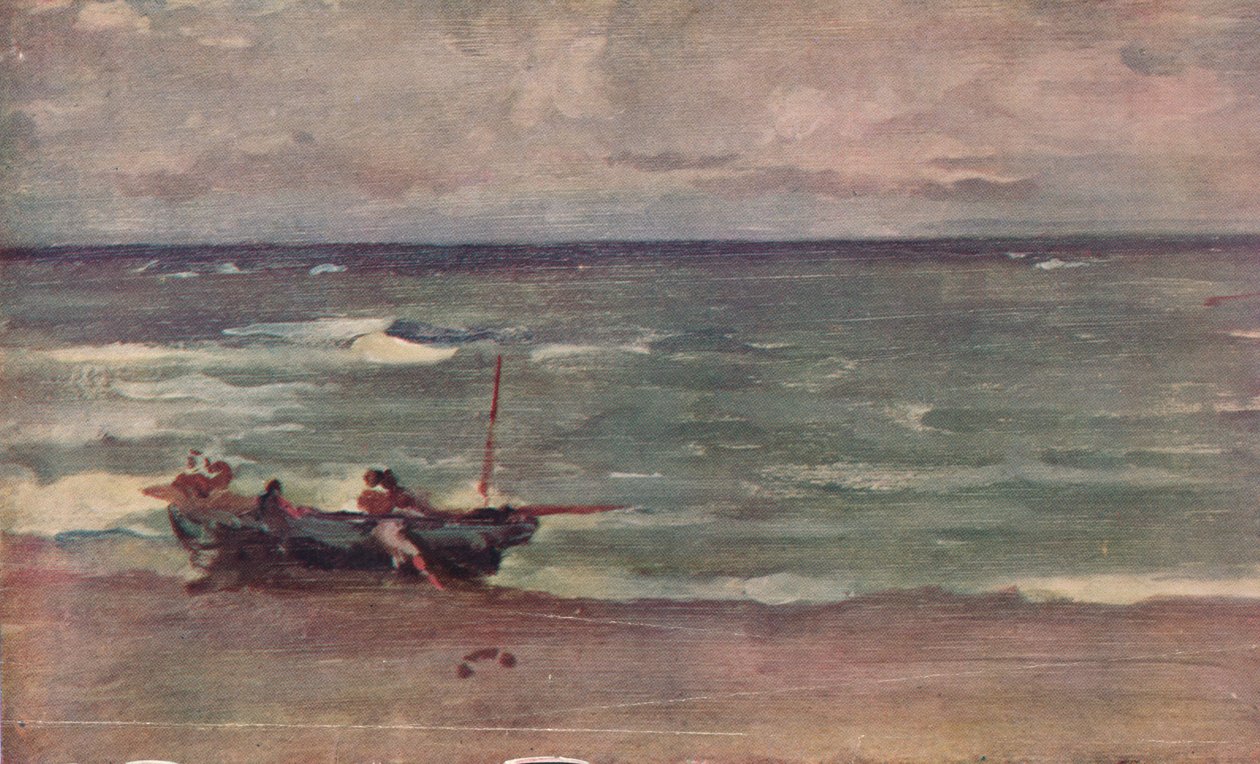 Harmonia w błękicie i srebrze: Wypłynięcie na plażę, Etretat, c1897 autorstwa James Abbott McNeill Whistler