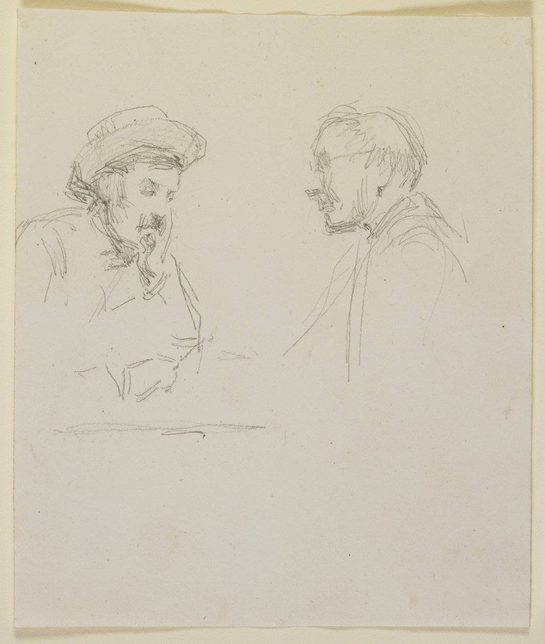 Głowy dwóch mężczyzn, ok. 1855-59 (ołówek na białym papierze) autorstwa James Abbott McNeill Whistler