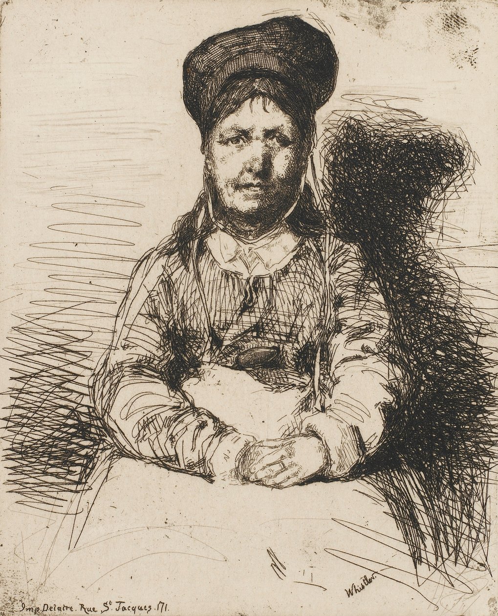 La Retameuse. Jedna z dwunastu rycin z Nature The French Set, 1858. autorstwa James Abbott McNeill Whistler
