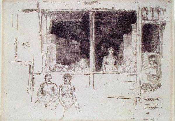 Sklep z melonami, Houndsditch autorstwa James Abbott McNeill Whistler