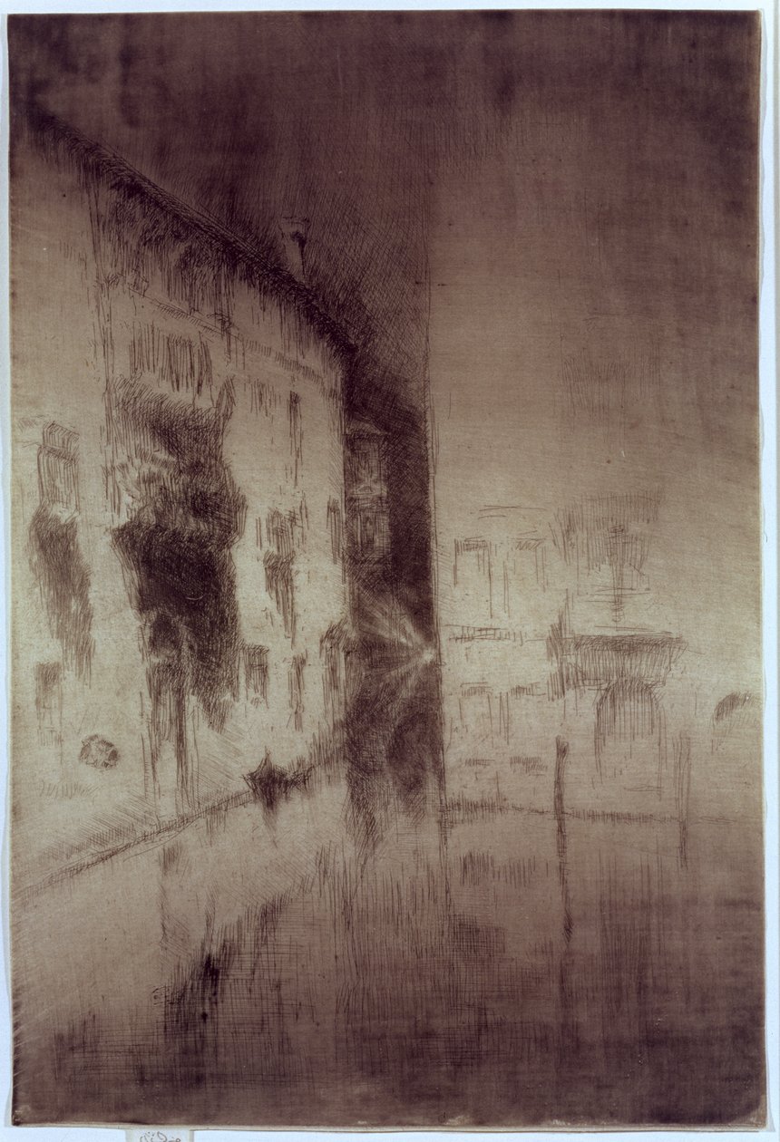 Nokturn: Pałace, 1879-80 (akwaforta i sucha igła na antycznym papierze wykładanym) autorstwa James Abbott McNeill Whistler