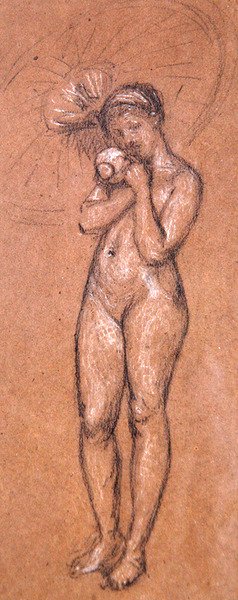 Akt z parasolem, ok. 1868 (biało-czarna kredka na papierze) autorstwa James Abbott McNeill Whistler
