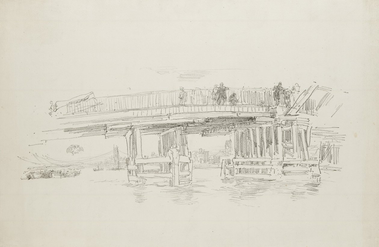 Old Battersea Bridge, 1879, opublikowano 1887 autorstwa James Abbott McNeill Whistler